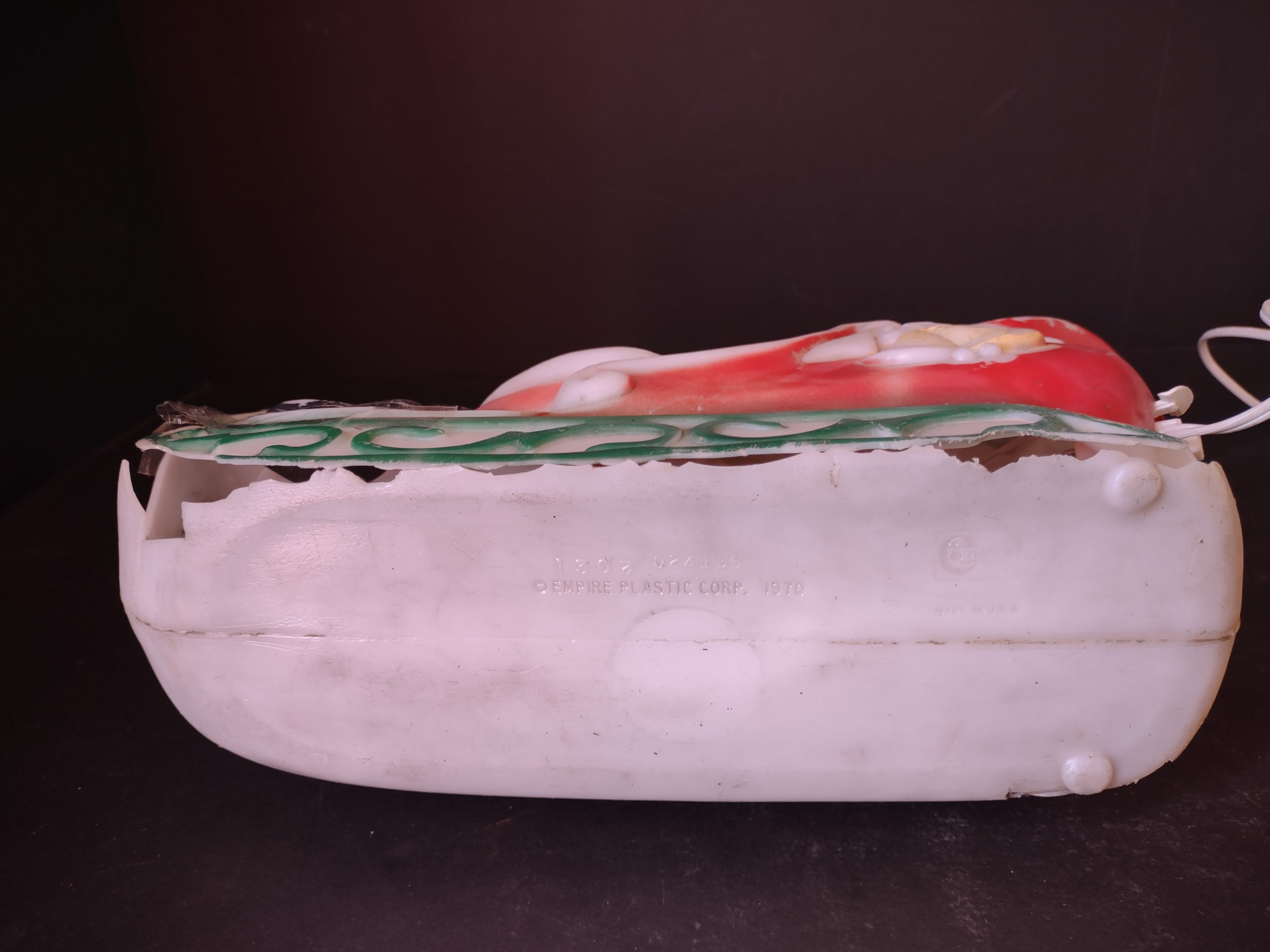 Vintage Christmas Empire Santa on Sleigh Tabletop Blow Mold IMPERFECT (lot 3438)
