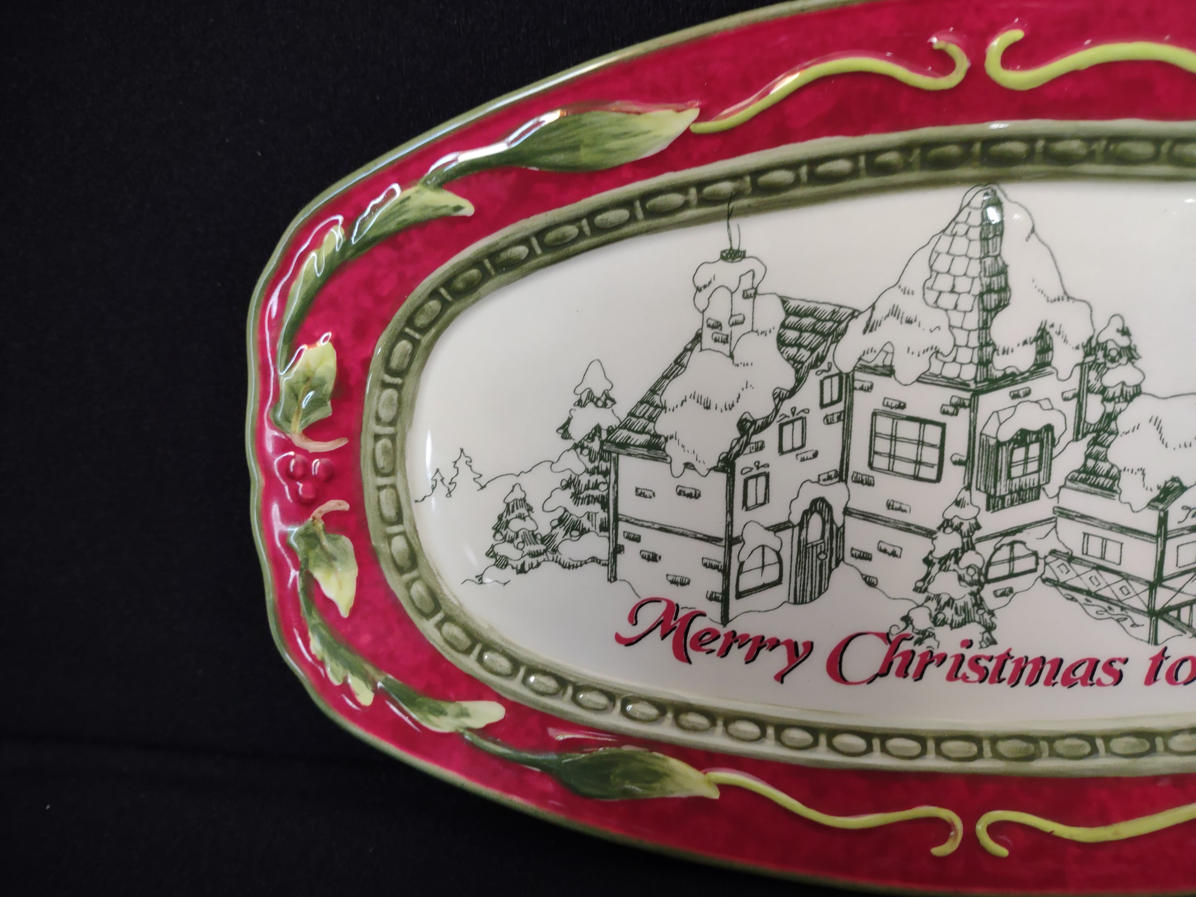 Fitz and Floyd St Nick Serving Tray Platter "Merry Christmas to All" (lot 1523