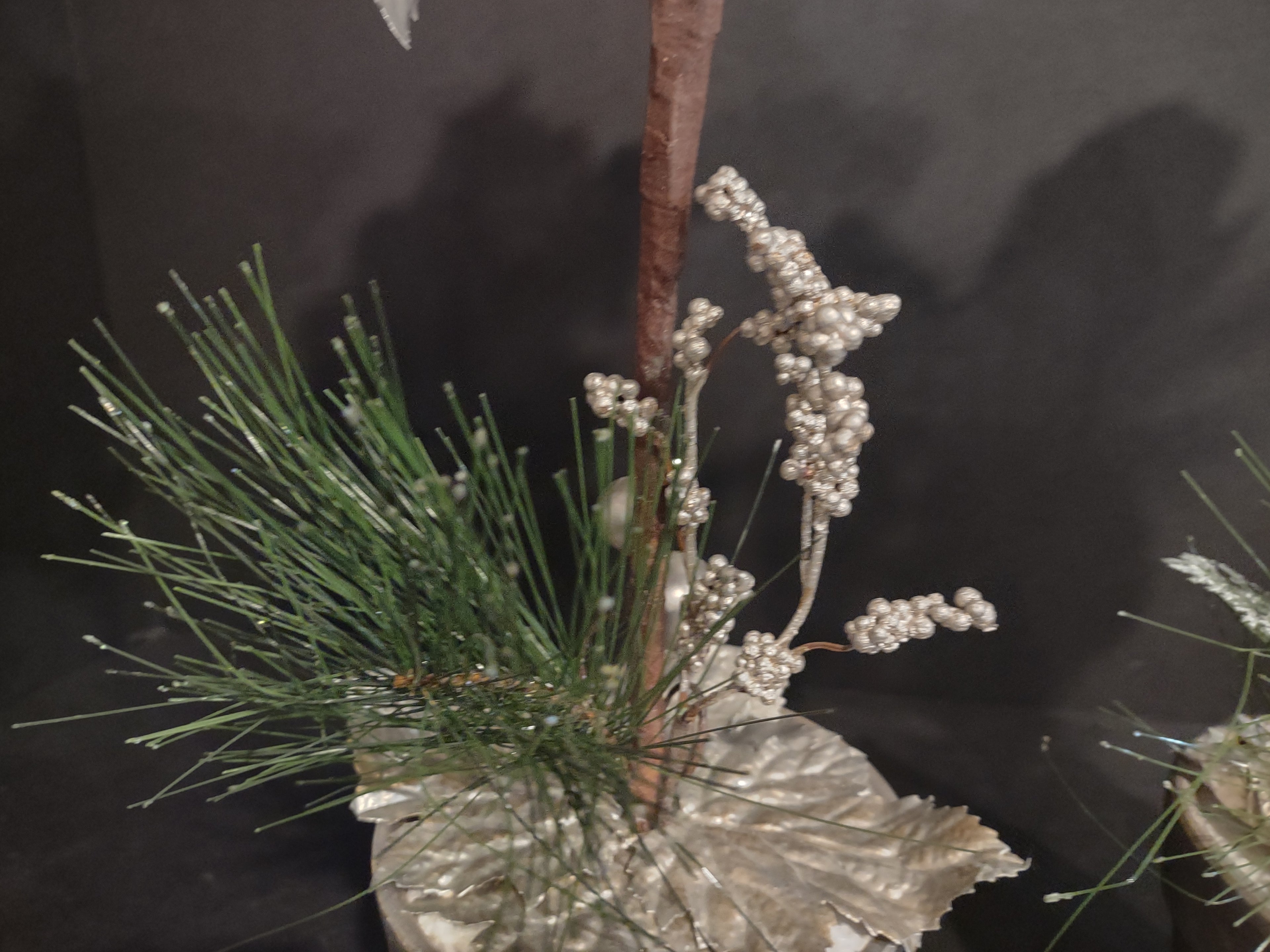 Set of 2 Topiary Holiday Christmas Tree 18" Silver and Pink Iced (lot 1266)