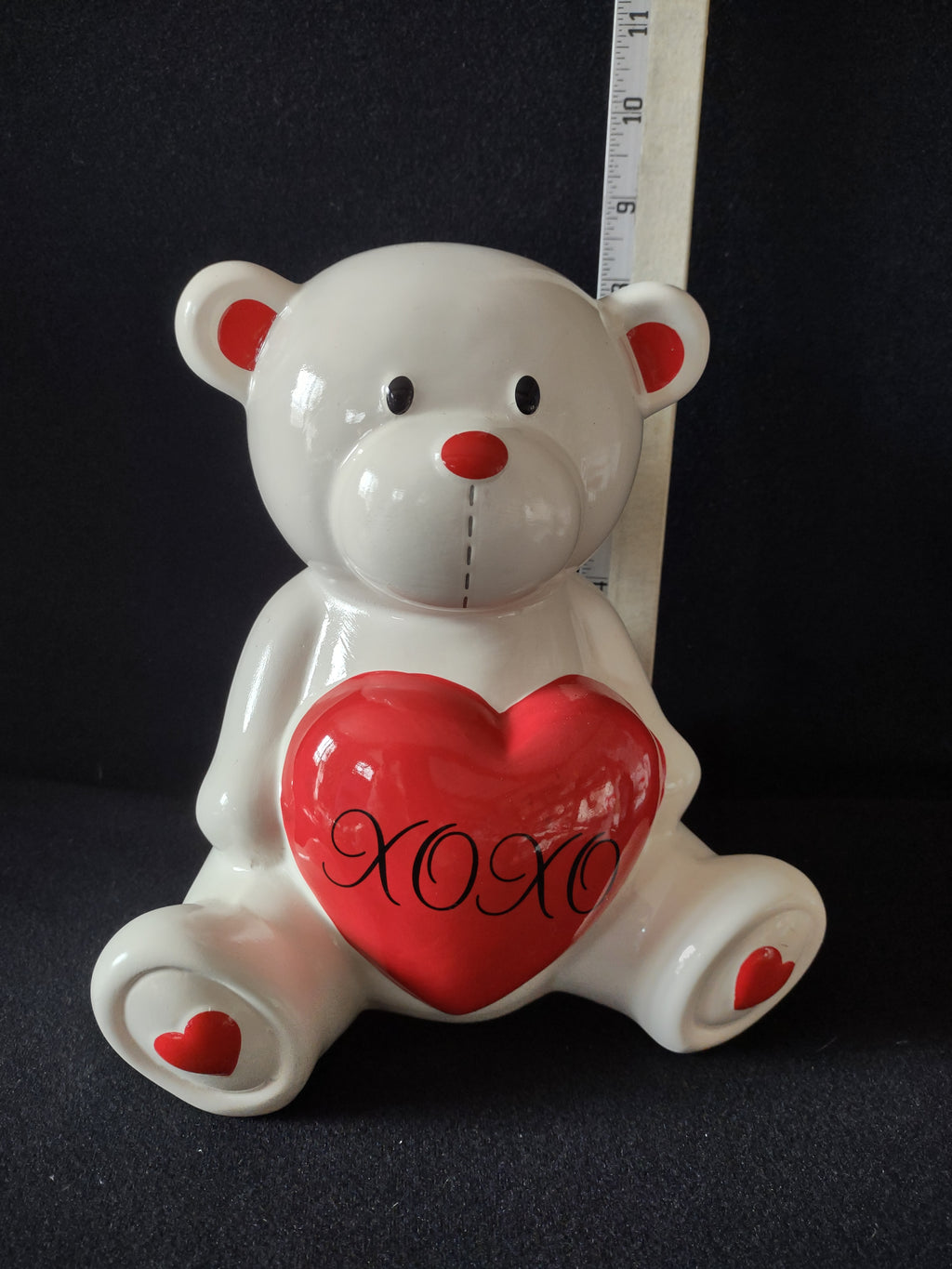 Valentine's Day Ceramic White Bear with Red Heart Coin Piggy Bank 8" (lot 4761)