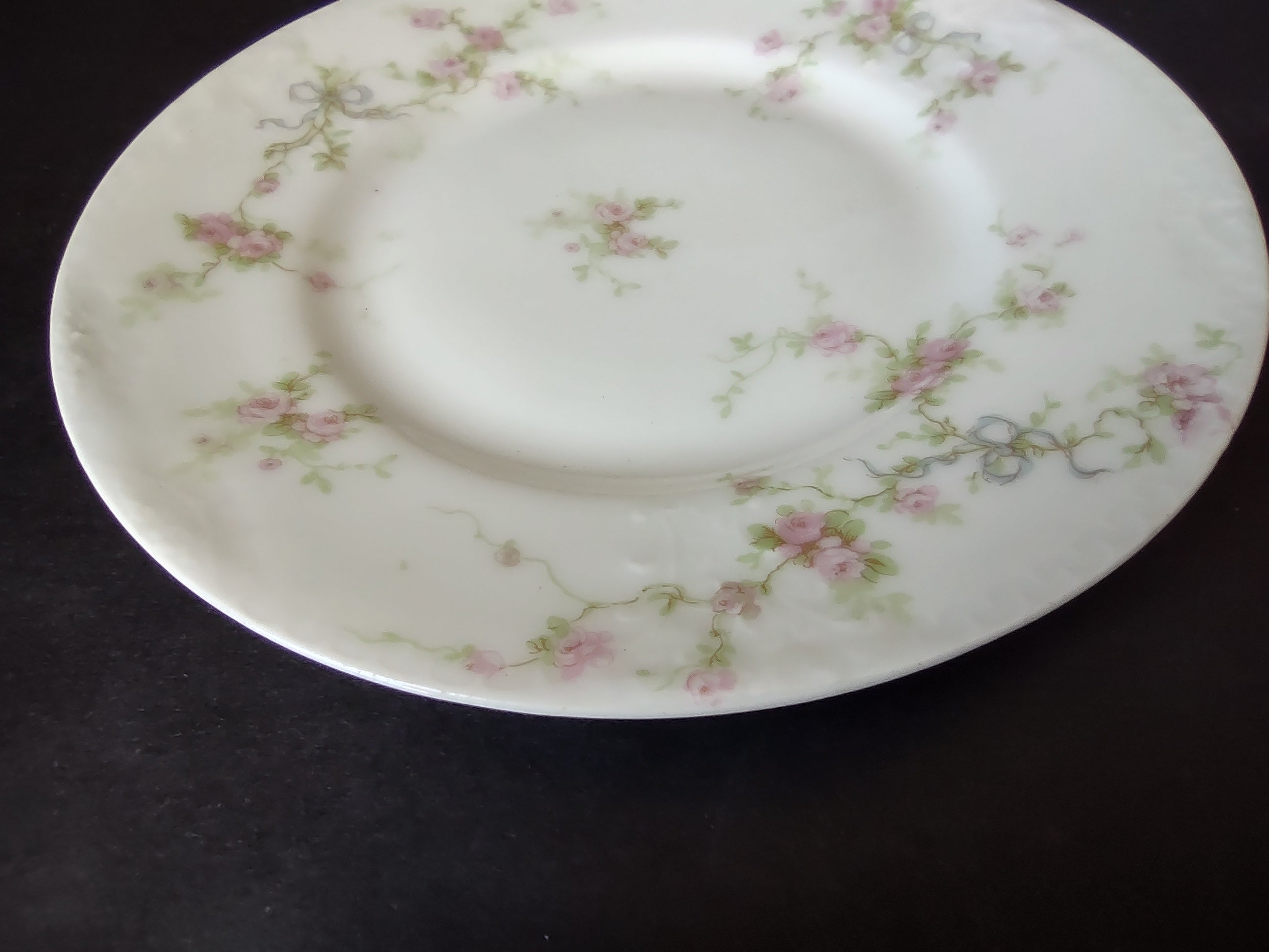 Haviland France Limoges Bread/Butter Plate Marie Blue Ribbon Rose (lot 1110)