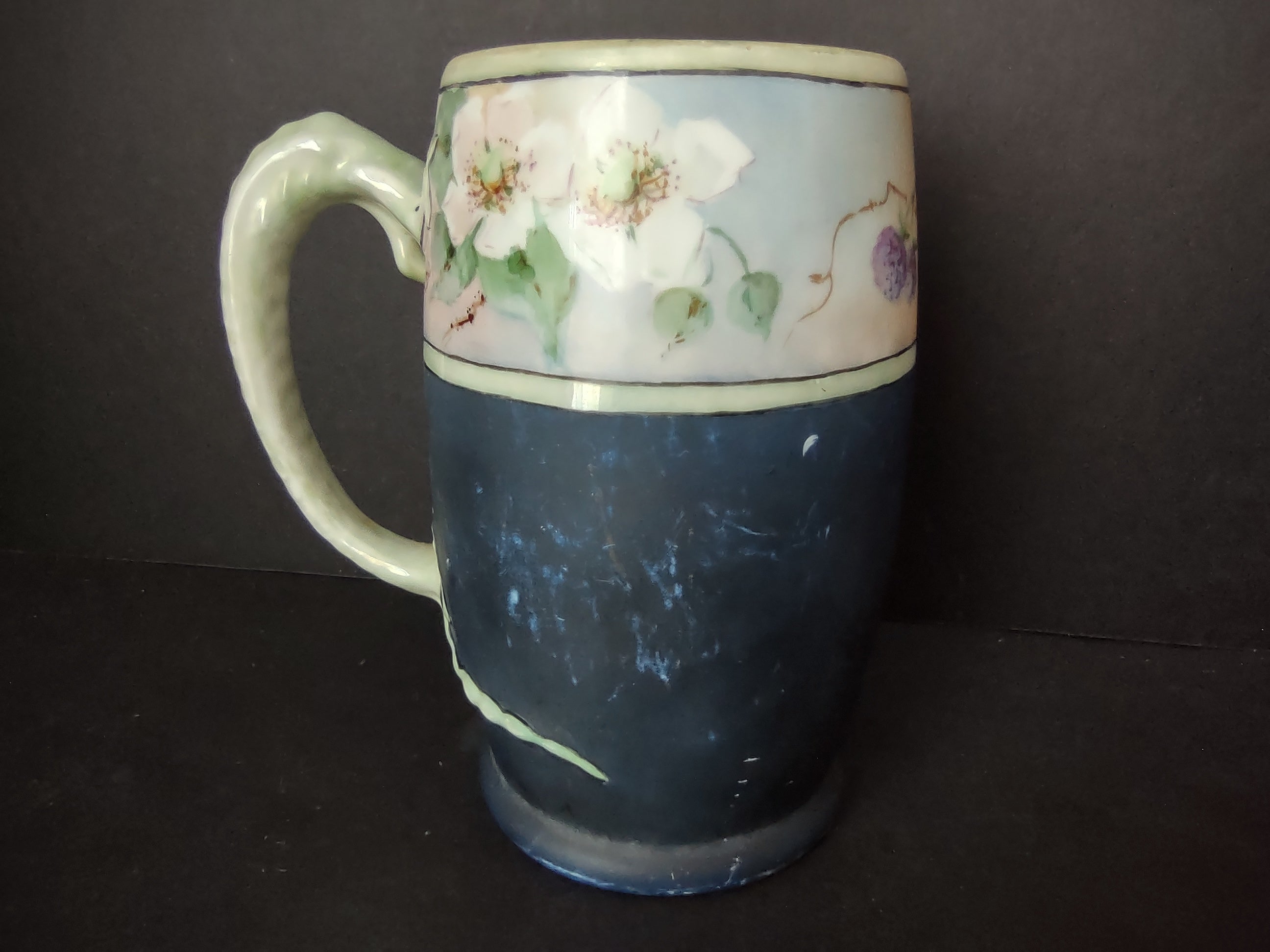 Lizard Handle Chalkboard Ceramic Blue Green Cup Mug