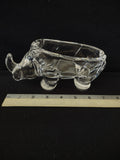 Cofrac Verrier France Art Glass Crystal Trinket Dish AshTray Rhinoceros (Lot3291