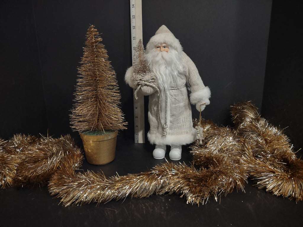 Christmas Holiday Set Graland 88" Santa 12" Tree 12" Gold Silver Color (lot 1265