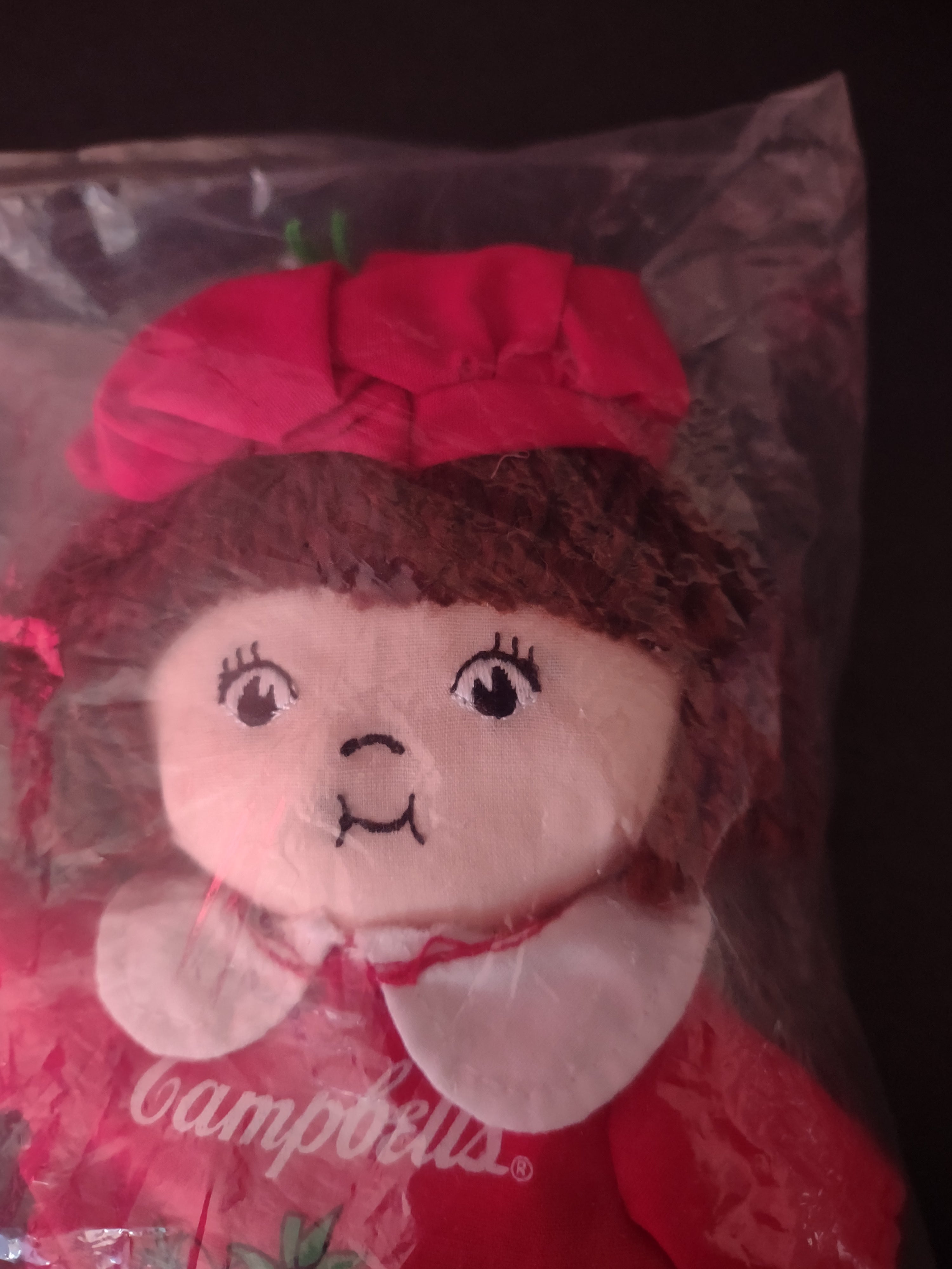 Vintage Campbells Soup Kids Beanbag Plush Toys Straw Hat Beret Set Of 2(Lot 4735