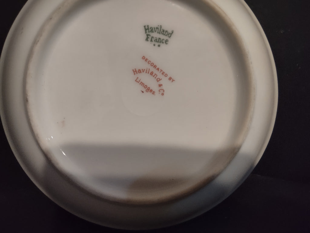 Haviland Limoges French Chic Rose Maroon Green 2 x Cranberry Bowl (lot 1092)
