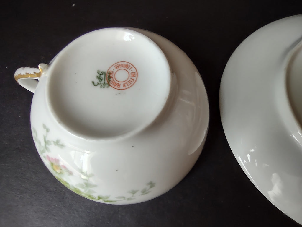 Haviland Limoges GDA Tea Cup & Saucer Pink Daisy Daisies (lot 878)