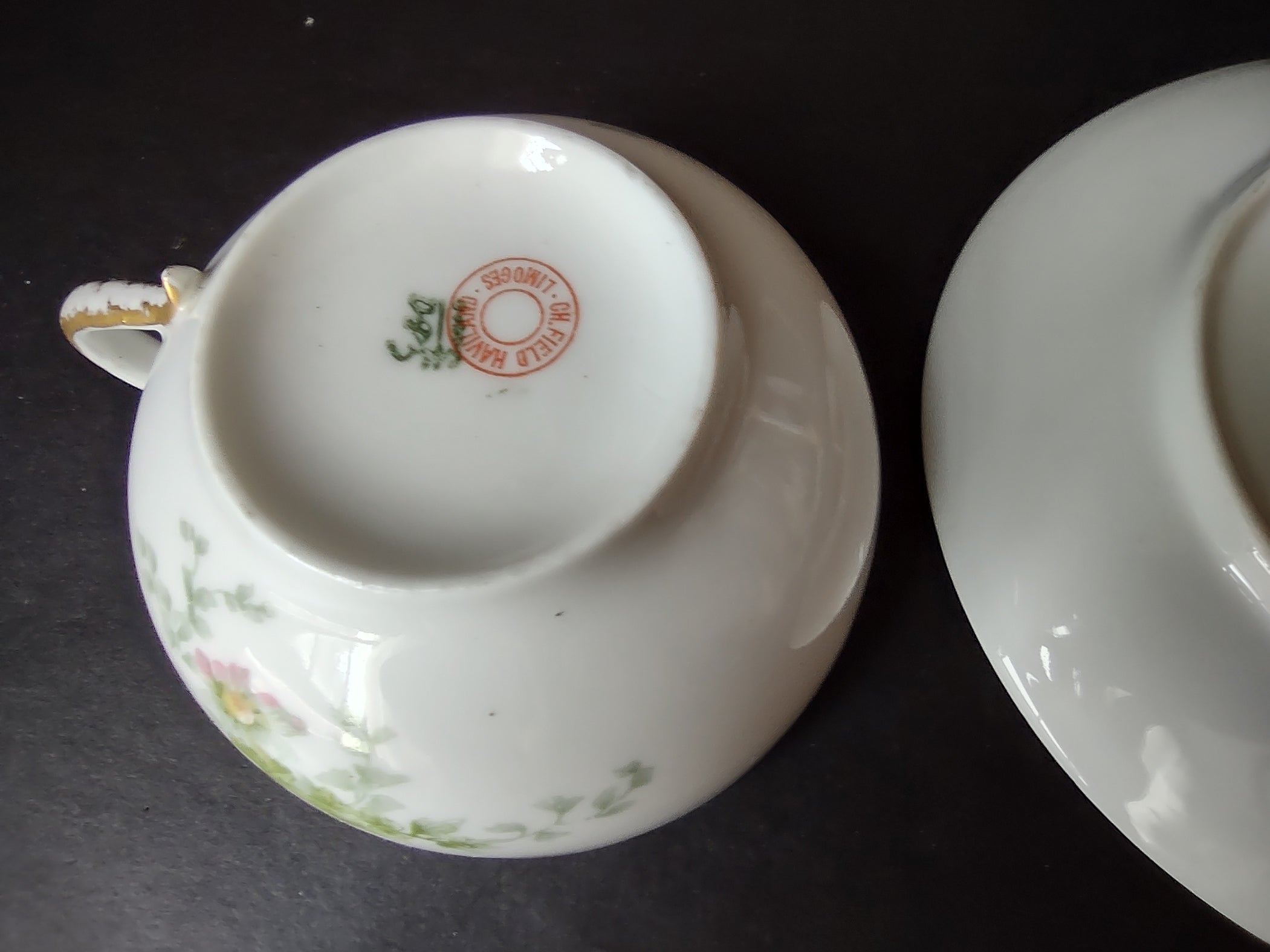 Haviland Limoges GDA Tea Cup & Saucer Pink Daisy Daisies (lot 878)