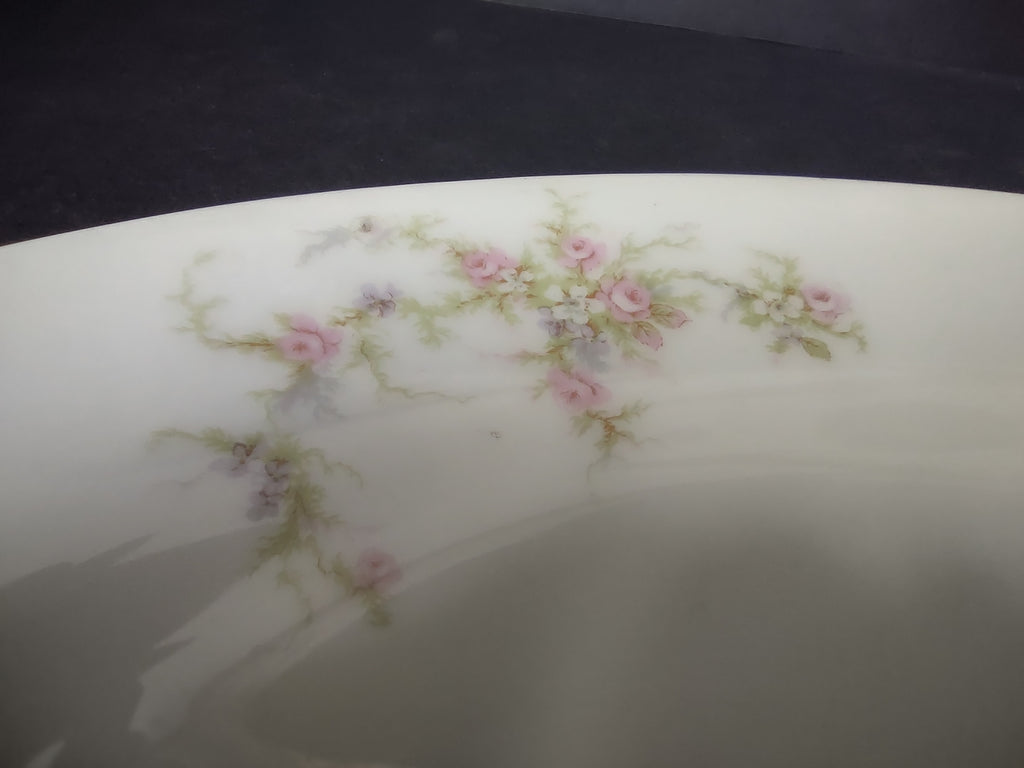 Haviland Limoges Serving Platter 15" Rose White Purple Flower Moss (lot 895)