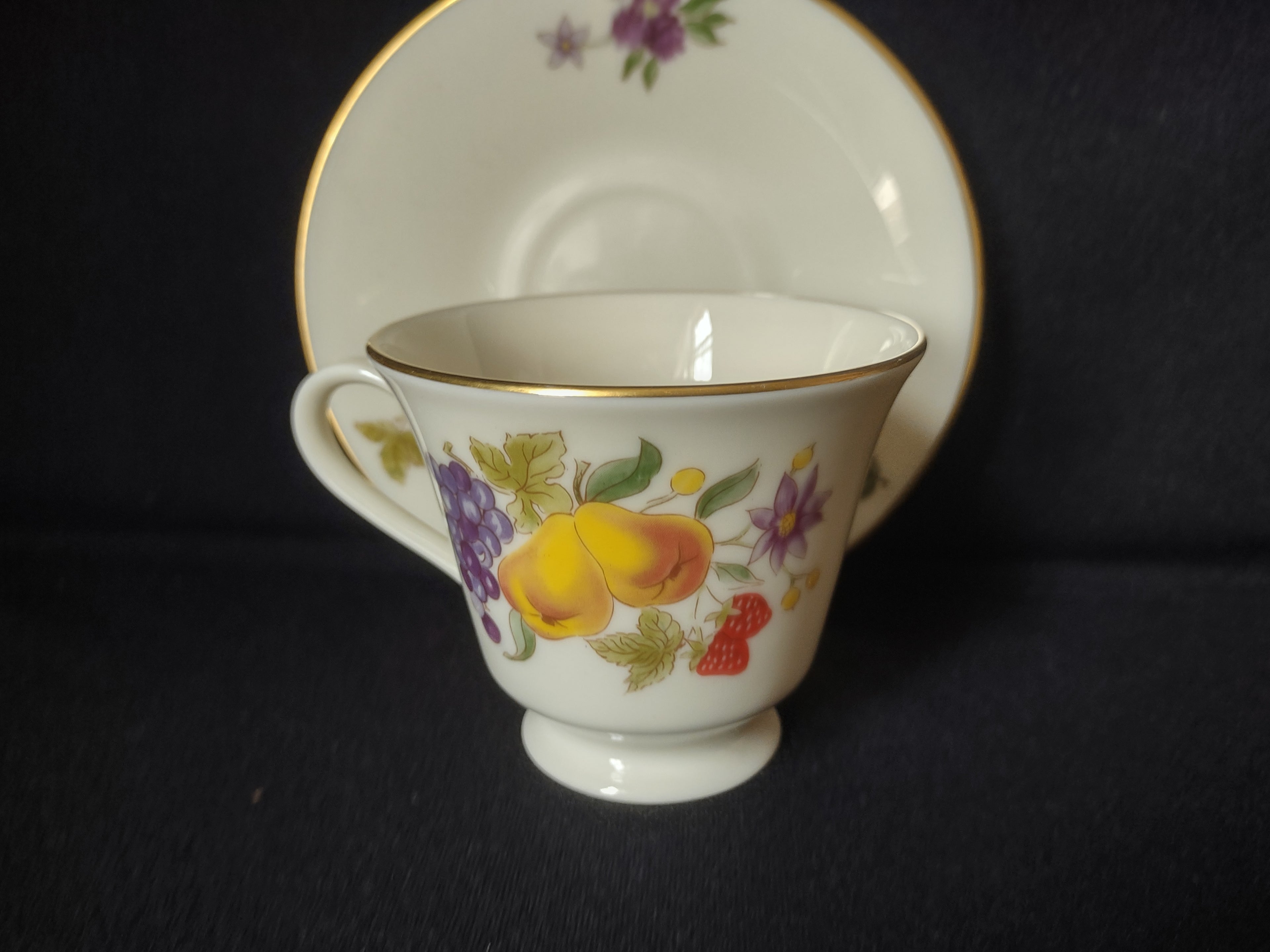 Vintage Lenox Special Fruit Design Tea Cup with Saucer (lot 1848)