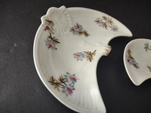 lot 783 GDM CFH Limoges 3 x Bone Plate Blue Pink Flower