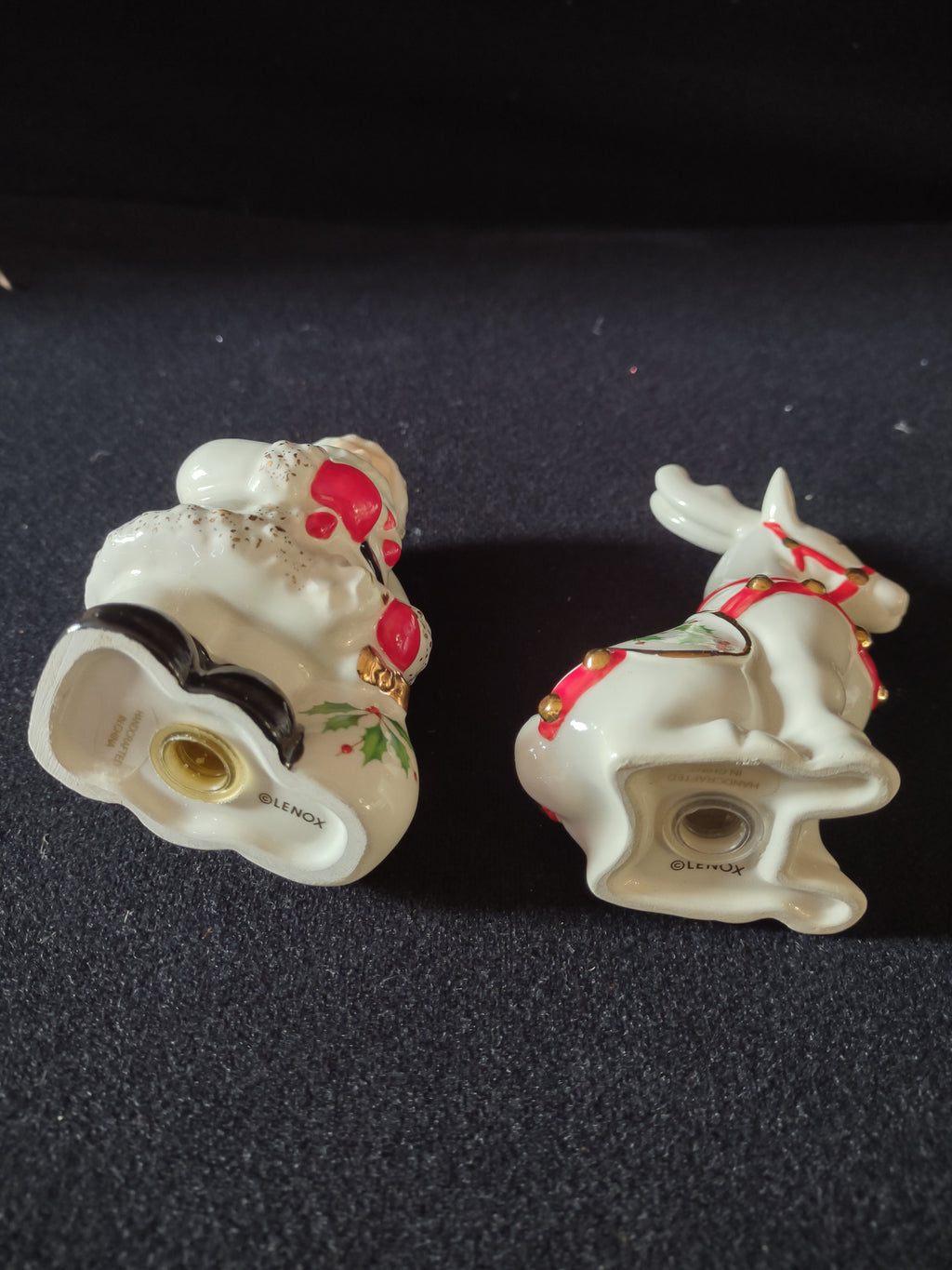 Vintage Lenox Christmas Salt Pepper Shaker IMPERFECT (lot 3420)