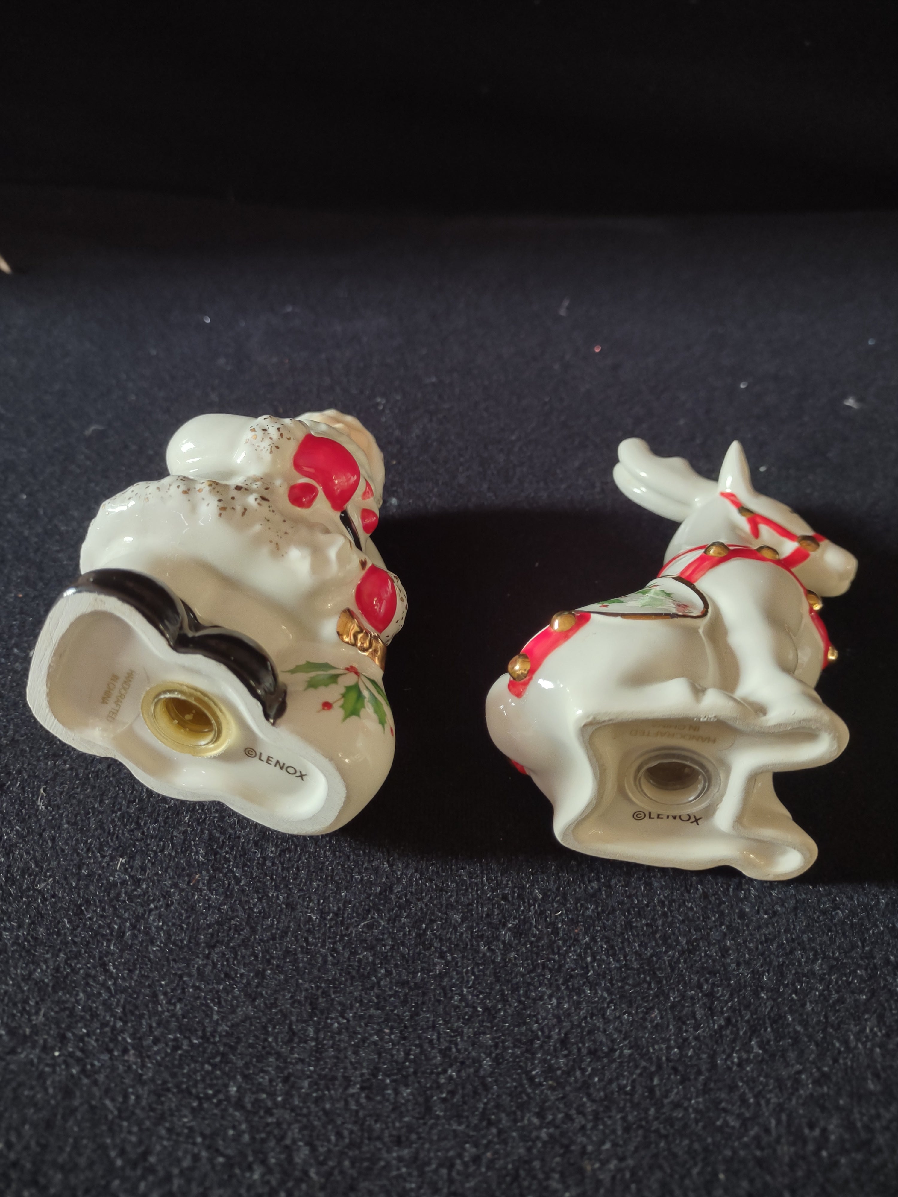 Vintage Lenox Christmas Salt Pepper Shaker IMPERFECT (lot 3420)