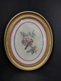 Vintage Homco Home Interiors Oval Bird Flowers Print Picture (lot 2582c)