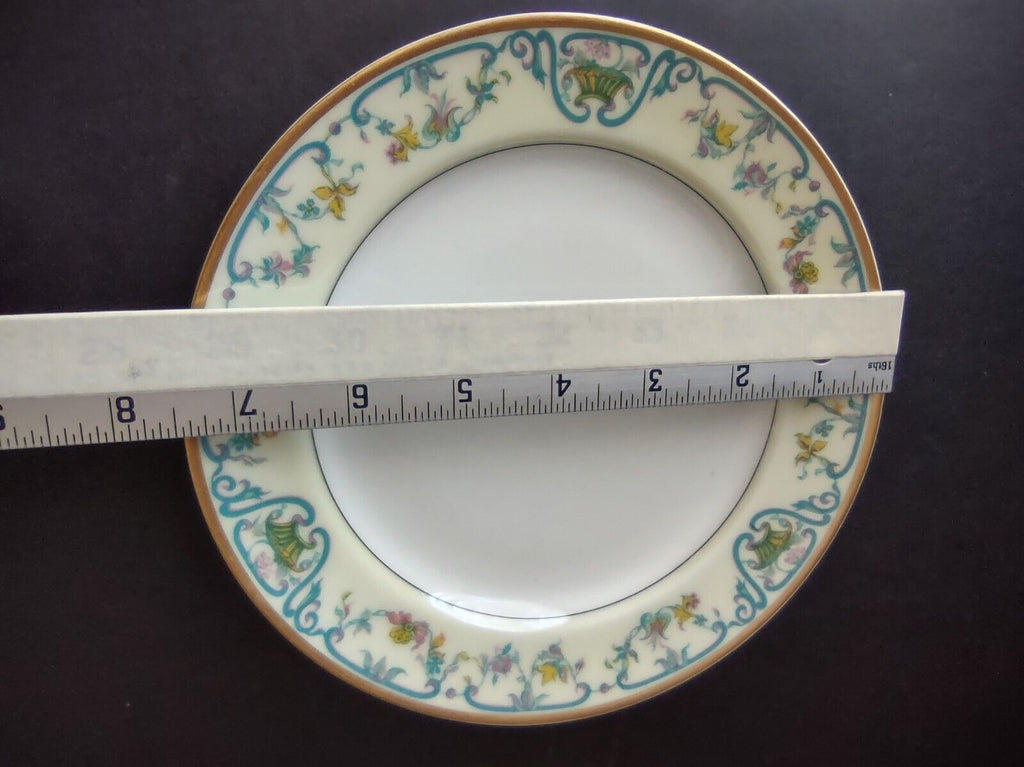 Haviland Limoges Blue Cream Yellow Flower Gold Trim Salad Plate 7-1/2" (lot 727)