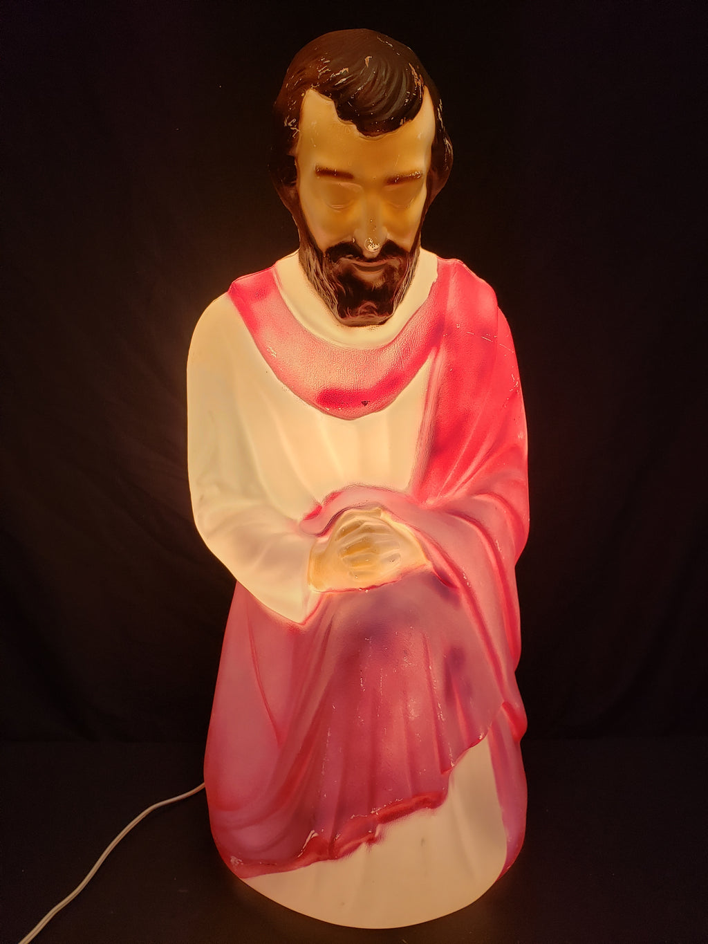 Vintage Christmas Outdoor Blow Mold Nativity Joseph Pink Figurine 27" (lot 2244)