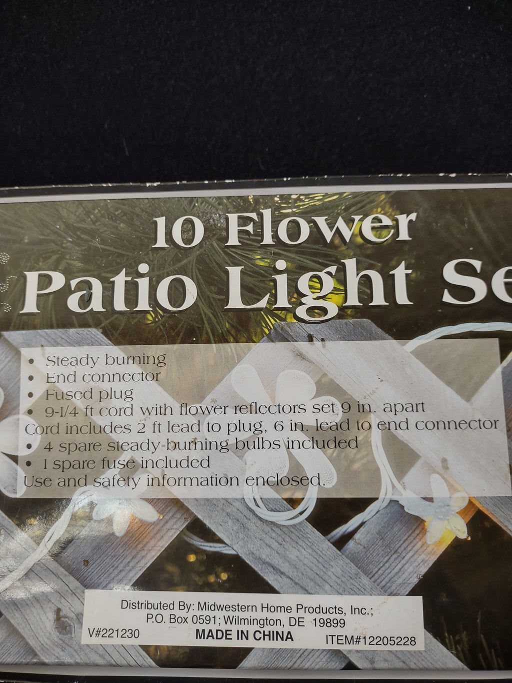 Patio 10 White Flower Light Set Indoor Outdoor 9 1/4' (Lot 4305)