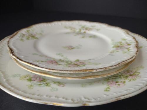 lot 774 Haviland Limoges Dinner Luncheon Plate Large Green White Roses Gold Trim