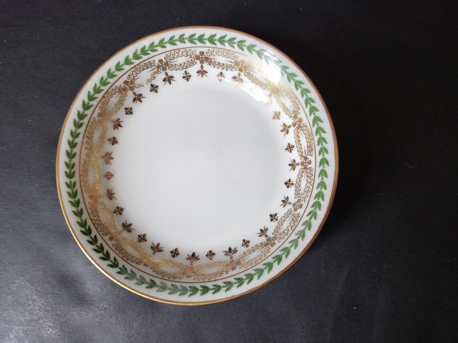 JP Limoges France Gold Trim Green Laurel Small Bowl 5" (585-1)