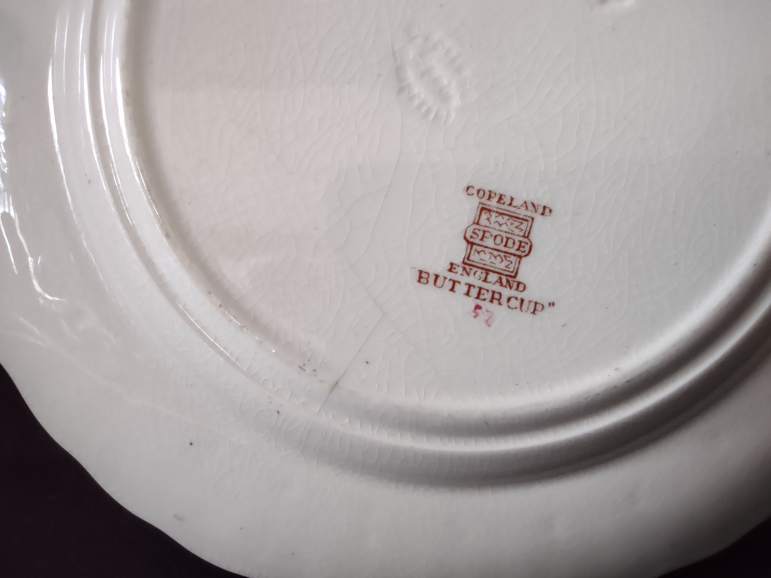 Vintage Spode Buttercup 7-3/4" Plate Countryside Ironstone CRAZING (lot 5744)