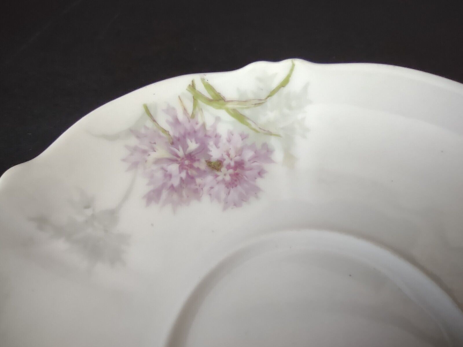 Haviland Limoges France Purple Flower Scalloped Edge White 5-1/4" Saucer lot 725