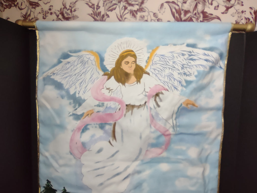 Christmas Holidays Fiber Optic Light Up Angel Blue Tapestry (lot 1253)