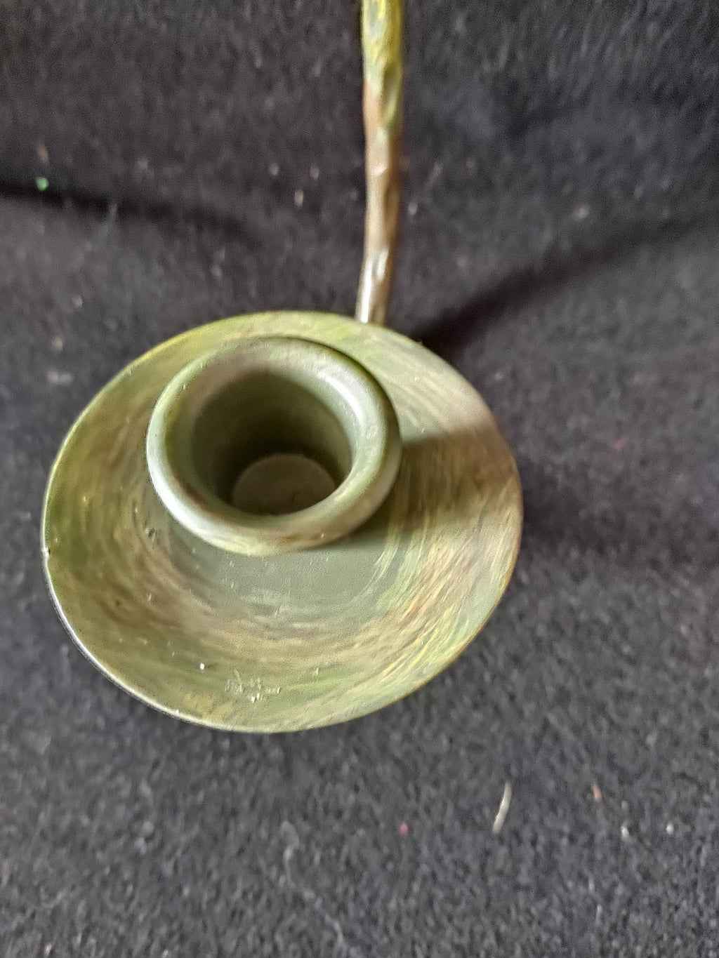 Vintage Metal Palm Tree Wall Sconce Candle Holder Green Patina 17" (Lot 4659)