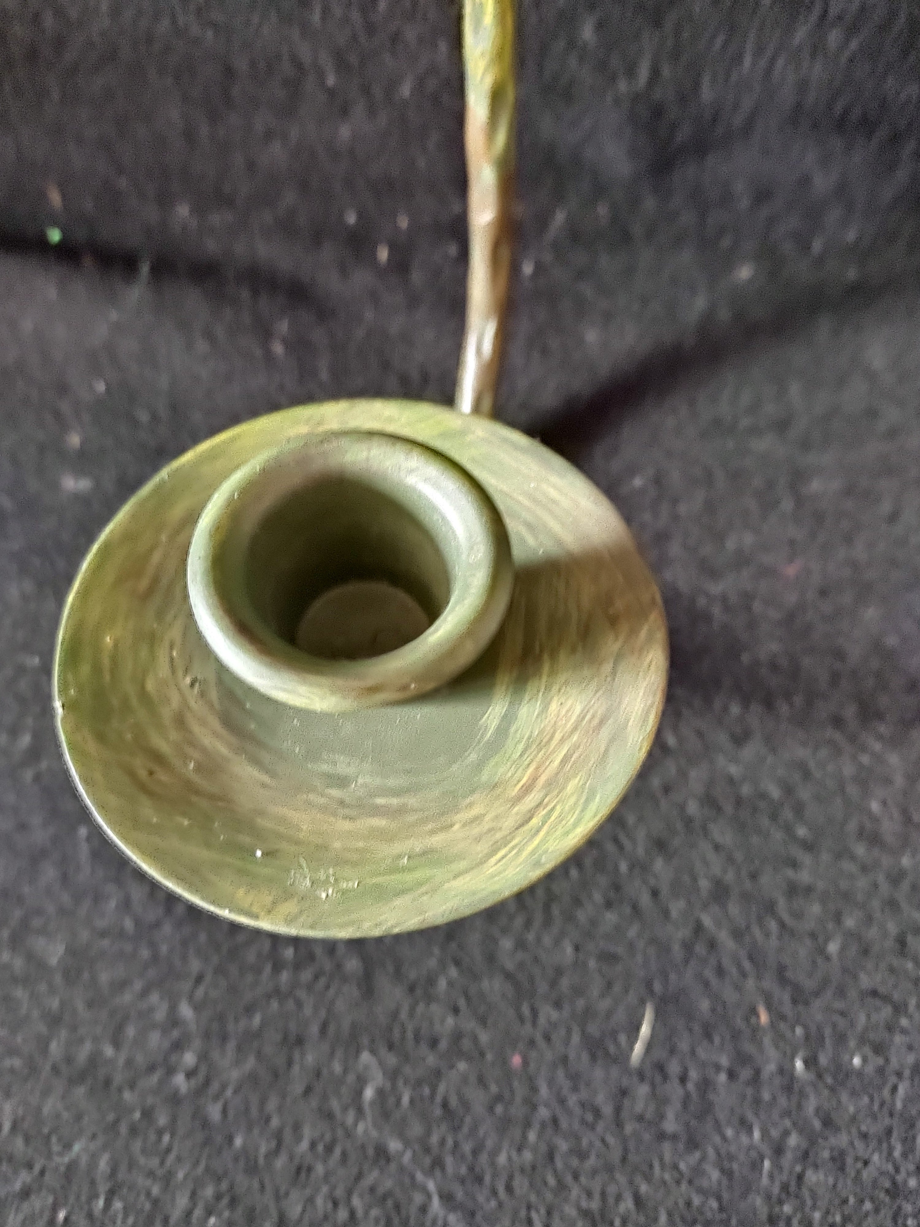 Vintage Metal Palm Tree Wall Sconce Candle Holder Green Patina 17" (Lot 4659)
