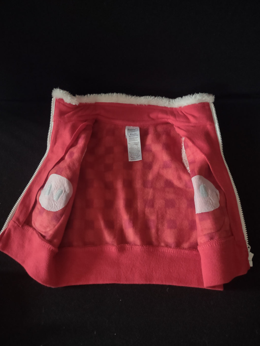 Infant Christmas Rudolph Fur Trimmed Zipper Vest Slippers 9 Month (Lot 4541)