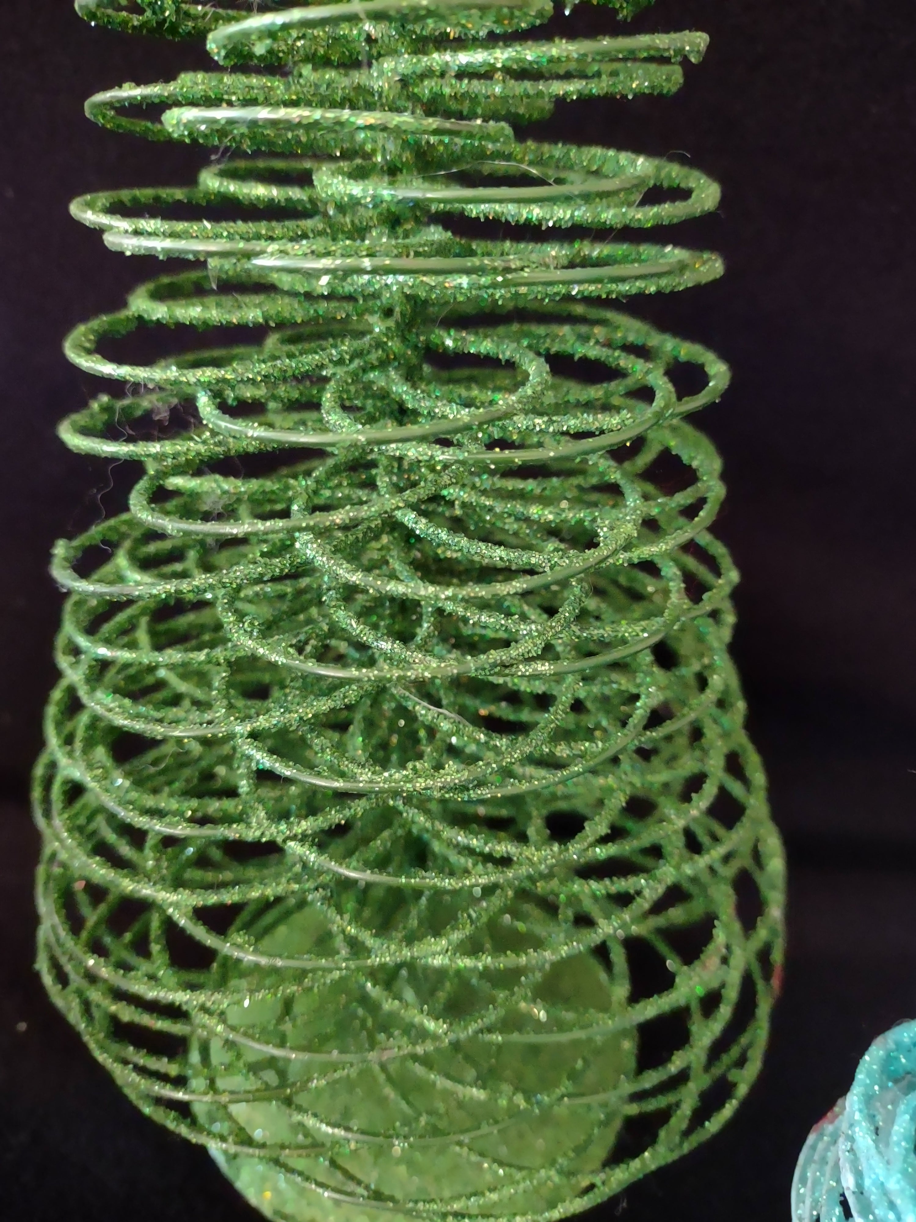 Vintage Christmas 12" Tree Glitter Sparkly Spiral Blue Turquoise x 3 (lot 3236)